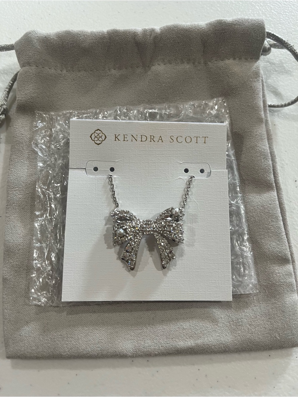 Kendra Scott Krista Bow Necklace in Silver